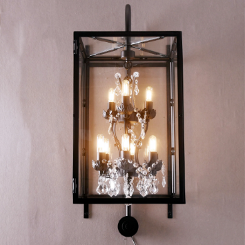 Outdoor Rectangle Large Rococo Classical Crystal Wall Light for Stairs/Living Room/Entryway