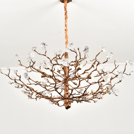 Lampadario da soffitto con pendente in cristallo e rami in ottone per soggiorno/sala da pranzo/ingresso
