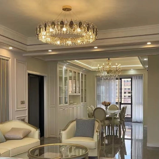 Luxurious K9 Crystal Chandelier in Brass Finish | Modern Ceiling Light Fixtures