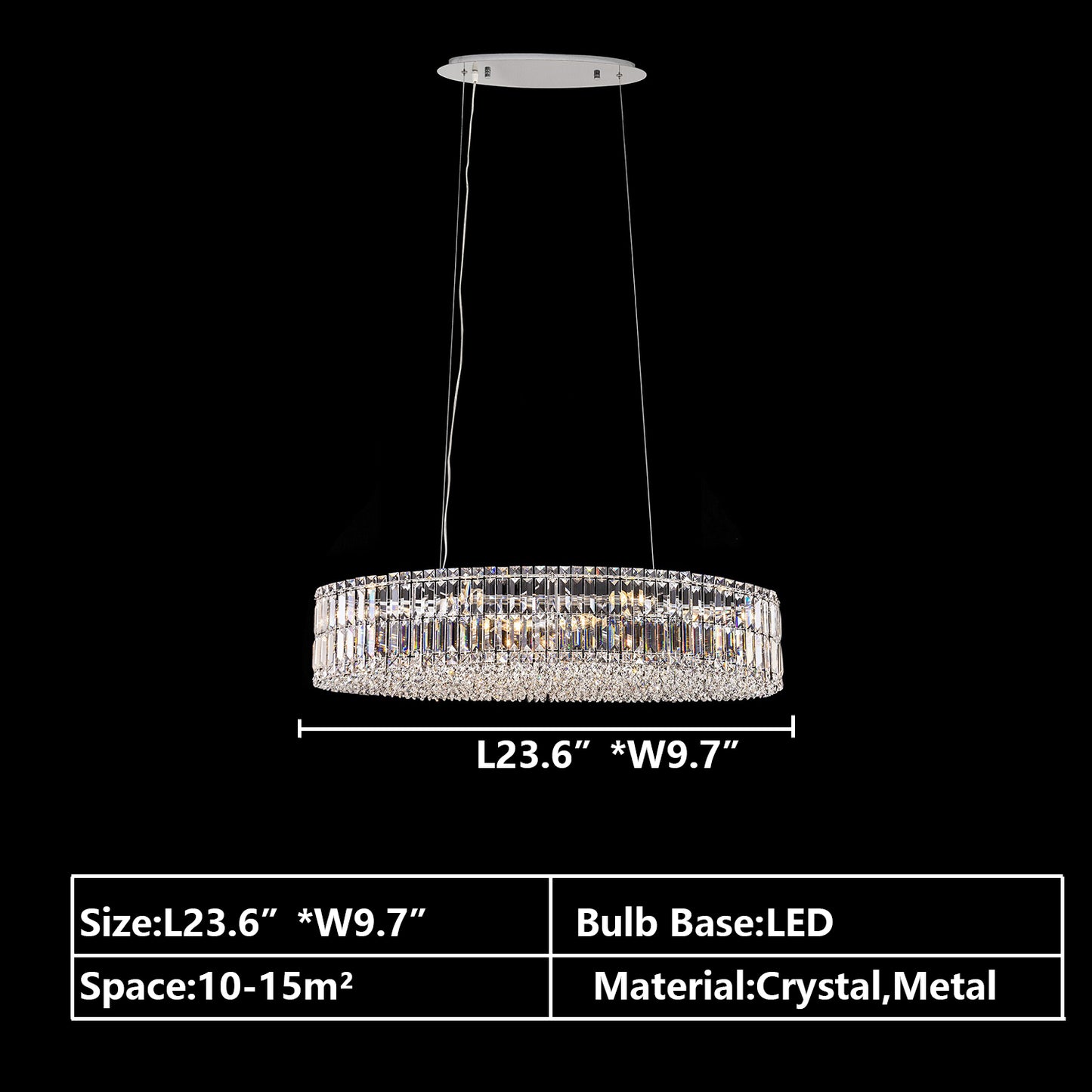 Oval:L23.6"*W9.7" chandelier,chandeliers,pendant,round,oval,ceiling,crystal,metal,chrome,silver,clear crystal,adjustable,chain,light luxury,luxury,living room,dining room,foyer,entrys,hallway,bathroom,bedroom,home office