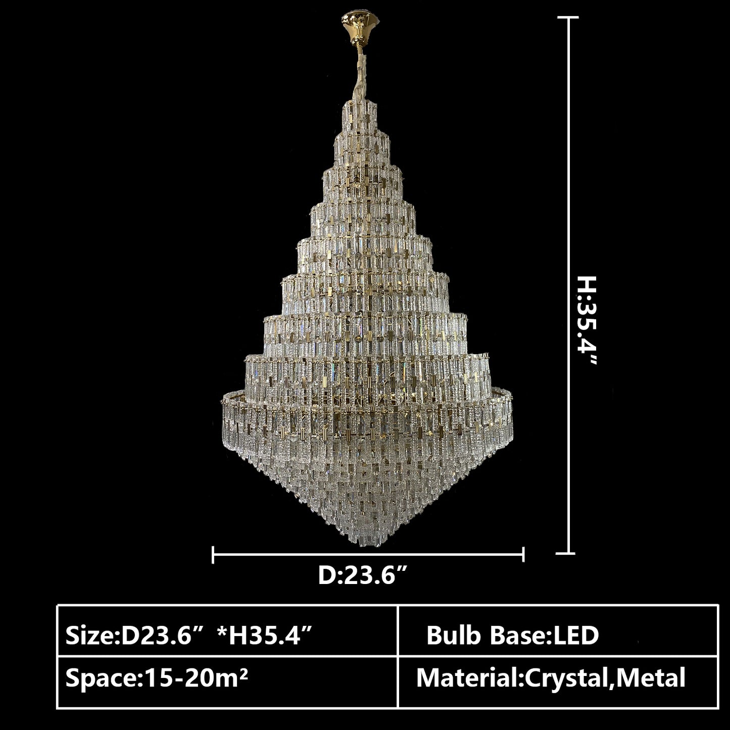 D23.6"*H35.4" chandelier,chandelirs,pendant,lamp,lights,crystal,metal,gold,chrome,tiers,layers,multi-tier,multi-layer,extra large,large,oversized,huge,big,honeycomb,ceiling,living room,dining room,foyer,stairs,entrys,hallway,loft,duplex hall,hotel lobby
