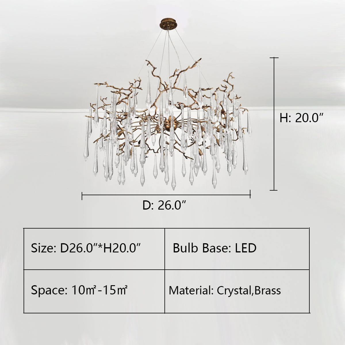 D26.0"*H20.0" LUKAS EXTENDED TEARDROP BRANCHING BRASS ROUND CHANDELIER,chandelier,chandeliers,crystal,branch,gold,brass,copper,raindrop,ceiling,living long,extra large,oversized,big,huge,large,long table,big table,dining table,kitchen island,kitchen bar,dining bar