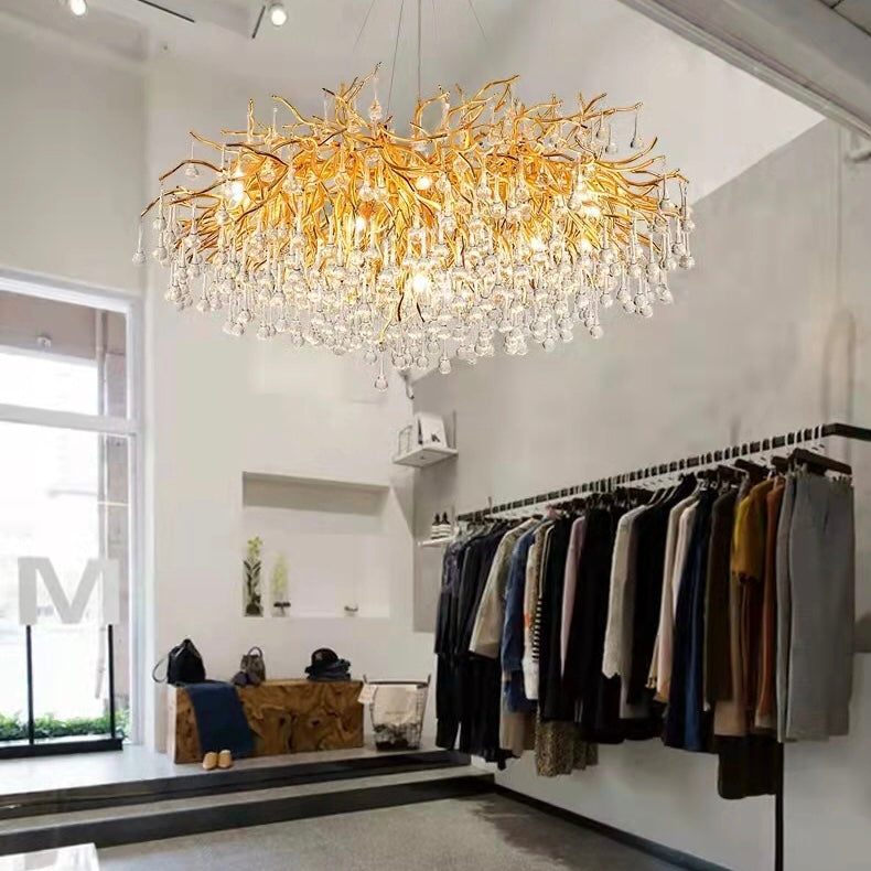 Large Tree Branch Crystal Chandelier  For Clothing Shop