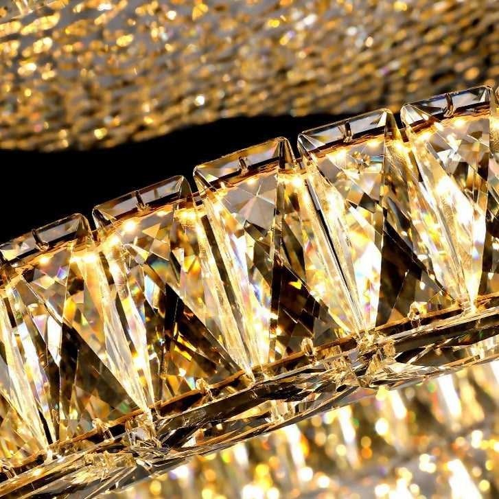 2/ 3 Rings Flush Mount Living Room Chandelier Crystal Bedroom Ceiling Light Fixture