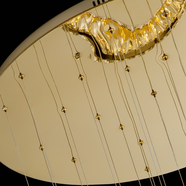 Lampadario moderno in cristallo a forma di ciambella multicolore dorata, con anello rotondo, per atrio, scala, soggiorno, bar, hall dell'hotel, ingresso, loft.