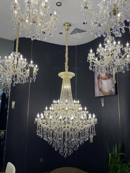 Extra Large Traditional Retro Empire Candle Crystal Pendant Chandelier for Living Room/Foyers/Entrys