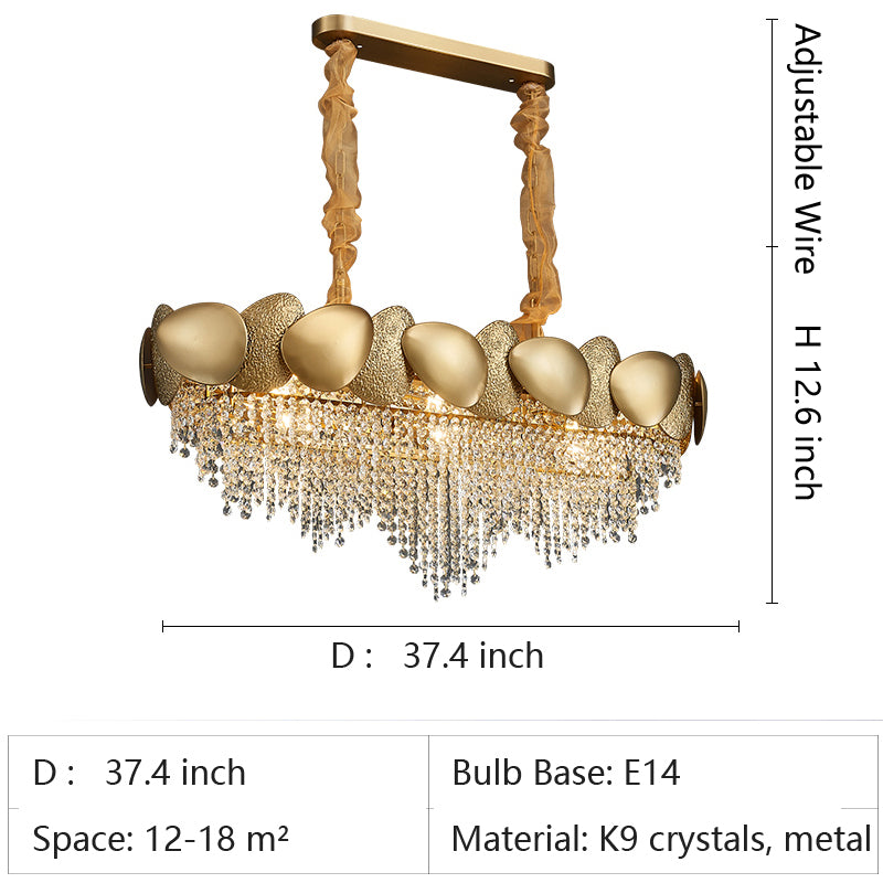 Lustre à pampilles en cristal de style italien moderne