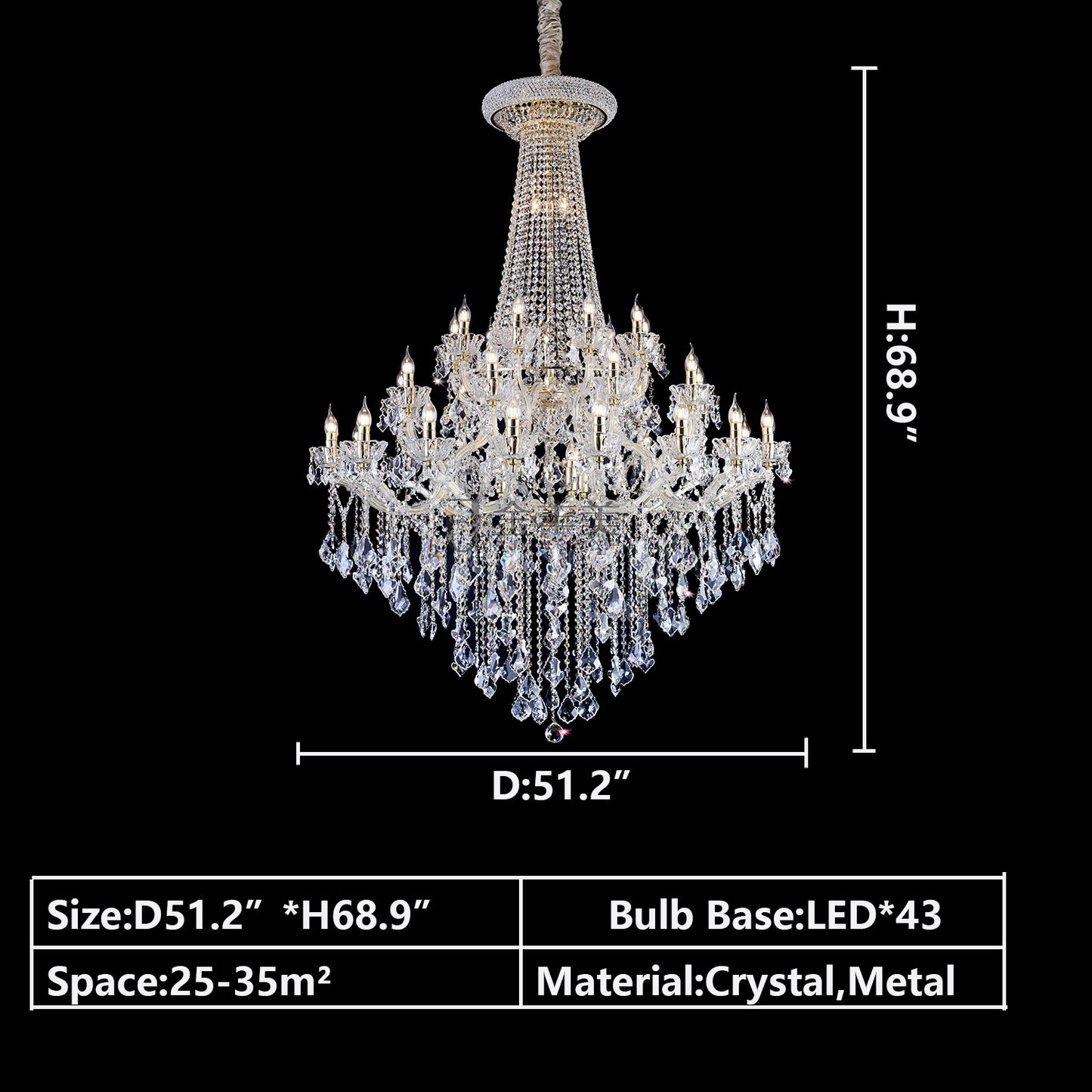 D51.2"*H68.9" chandelier,chandeliers,pendant,crystal,metal,clear crystal,candle,branch,round,raindrop,teardrop,extra large,oversized,large,huge,big,round,living room,luxury,dining room,modern,foyer,stairs,hallway,entrys,hotel lobby,duplex hall,loft