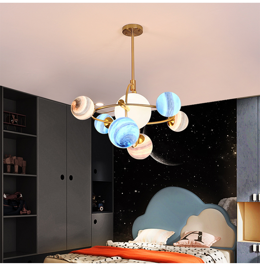 Space Star Chandelier Ceiling Fixtures Light For Boy Kids Room