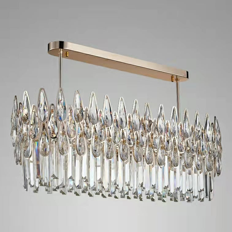 Lampadario rotondo in cristallo, moderno, da soffitto per soggiorno