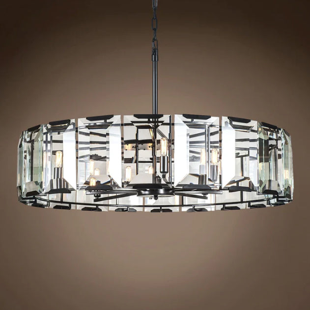 Nordic Minimalist Branch Candle Light Crystal Round Chandelier for Living/Dining Room