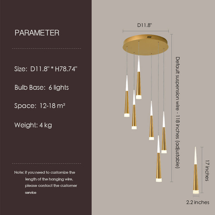Spiral Staircase Chandelier Modern Style Ceiling Lamp Living Room Lighting Fixture