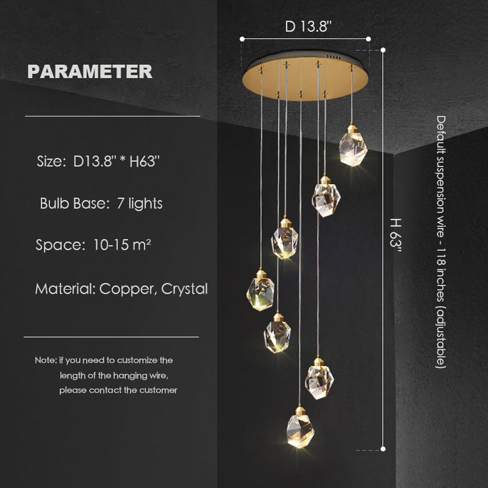 Duplex Hall Chandelier Foyer Living Room Droplight Modern Crystal Ceiling Lamp Hall Decoration Lights