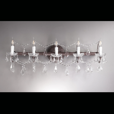 Traditional Rectangle Multiple Lights Classical Candle Raindrop Crystal Pendant Wall Light
