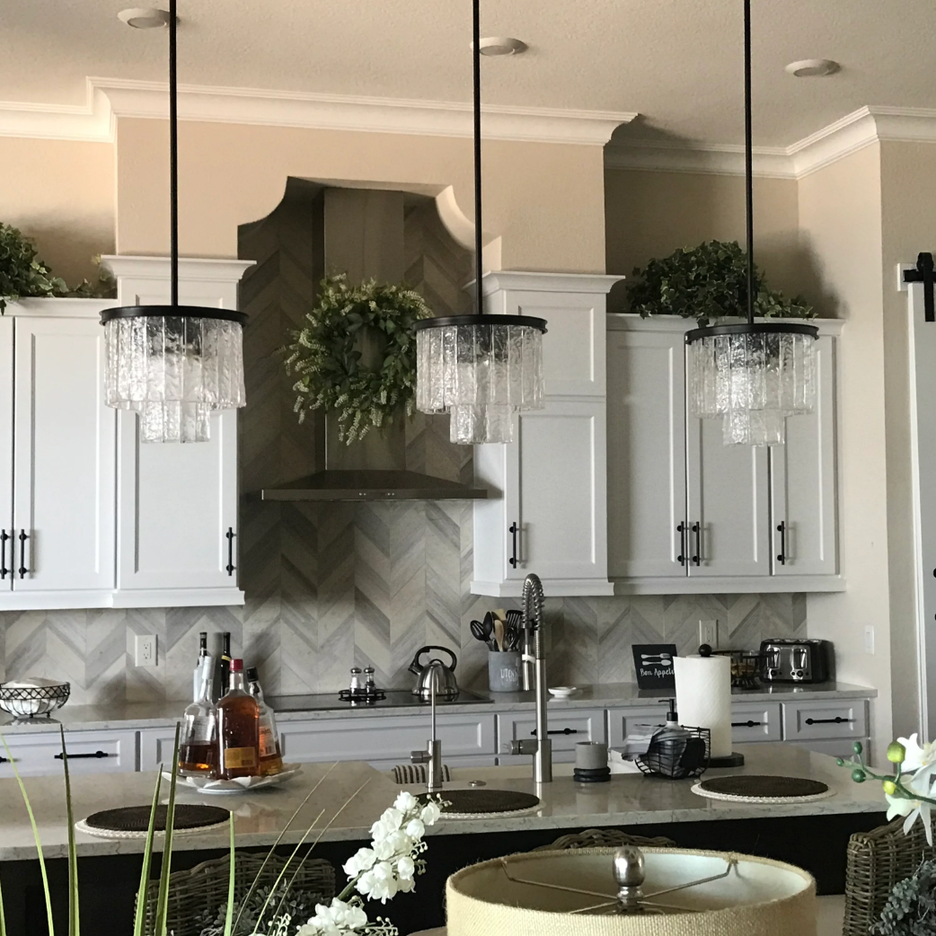 Modern Tiers Frosted Glass Shade Pendant Ceiling Light for Kitchen Island/Bar/Dining Room