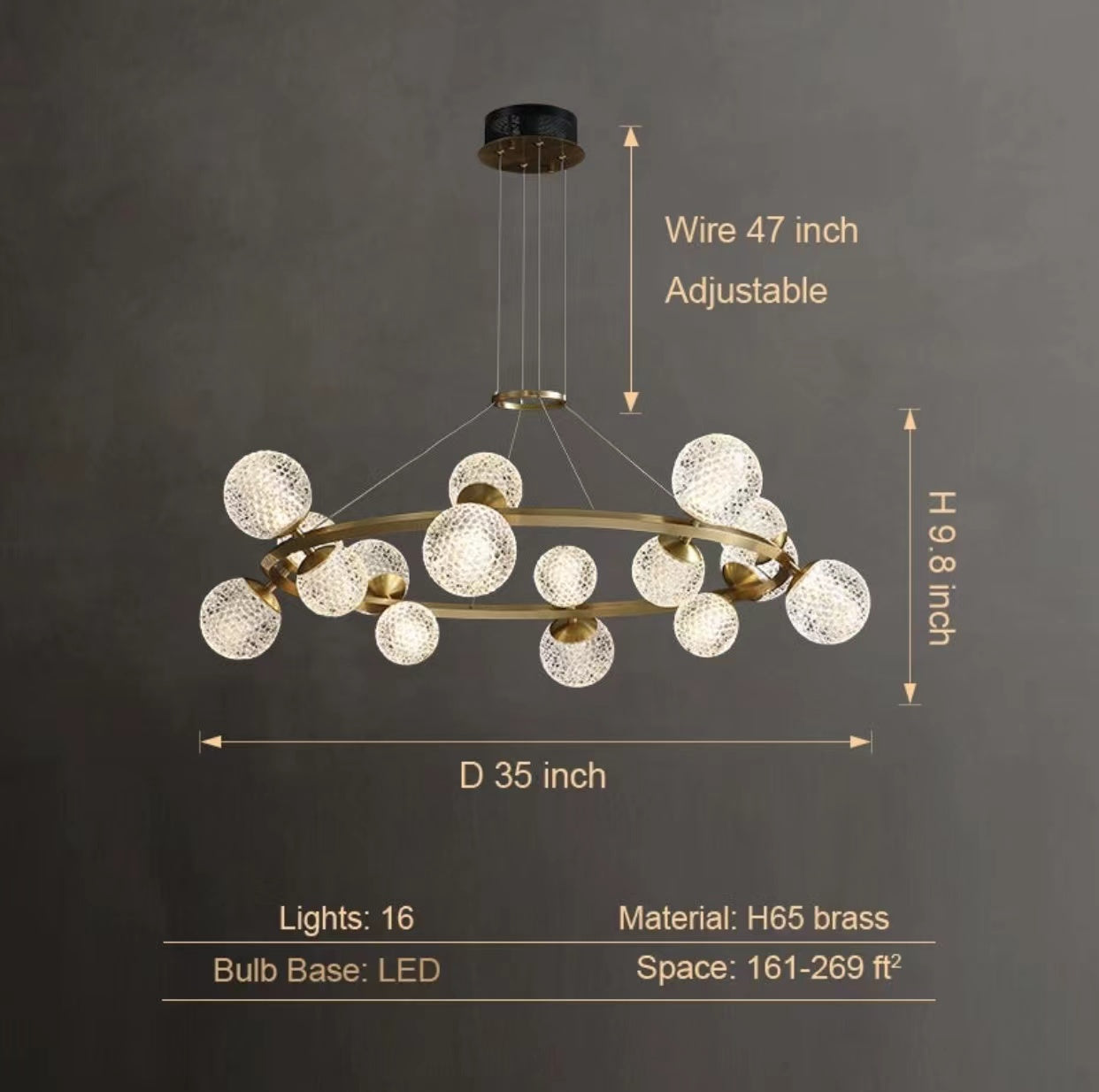 Modern Crystal Chandelier| Molecular Ceiling Fixtures Light|Crystal Brass Finish Chandelier