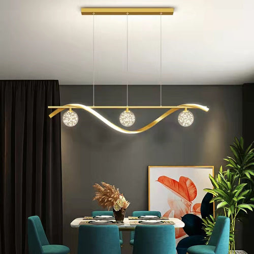Lampadario moderno per sala da pranzo, stile conciso, lampada da soffitto a forma di sfera di vetro con luce a stella, luce di lusso per bancone da bar
