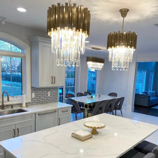 Colonnade Tiered Round Crystal Chandelier,chandelier,chandeliers,round,cystal,metal.gold,brass,copper,tiers,layered,tiered,pendant,ceiling,light luxury,kitchen island,dining table,dining room,living room,bedroom,bar