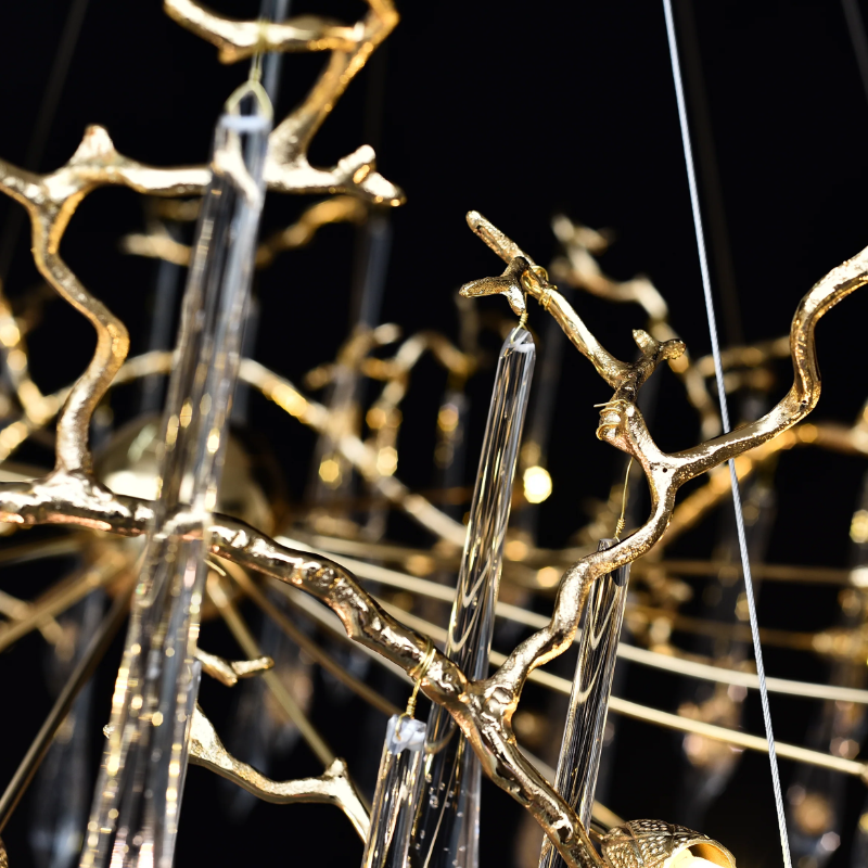 Extra Large Modern Luxury Brass Branch Crystal Pendant Chandelier for Living/Dining Room