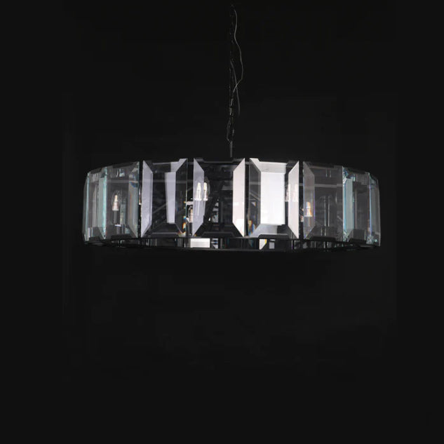 Nordic Minimalist Branch Candle Light Crystal Round Chandelier for Living/Dining Room