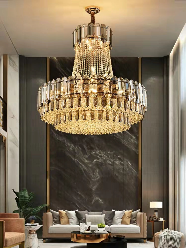 Lustre en cristal de haute qualité pour salon, plafonnier de couloir duplex de luxe