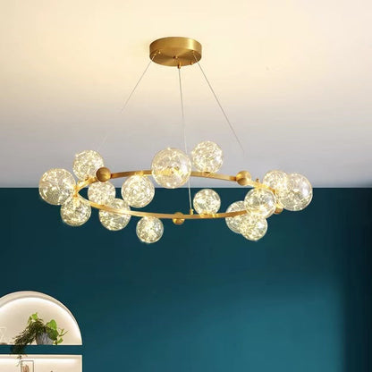Clear Glass Globes Chandeliers For High Ceilings Ring Wheel For Dining Room Or Bedroom
