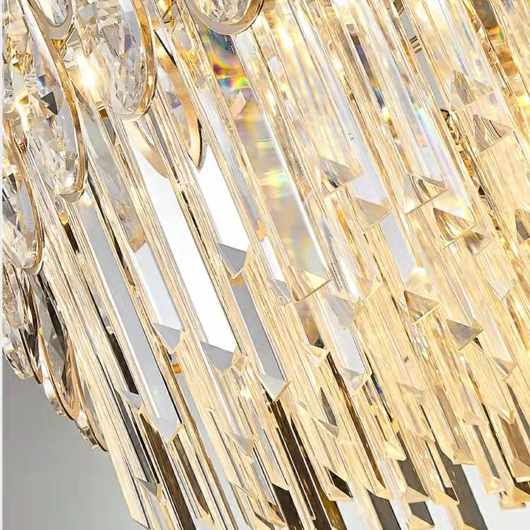 Lampadario rotondo in cristallo, moderno, da soffitto per soggiorno