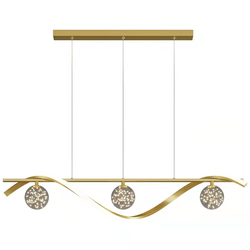 Lampadario moderno per sala da pranzo, stile conciso, lampada da soffitto a forma di sfera di vetro con luce a stella, luce di lusso per bancone da bar