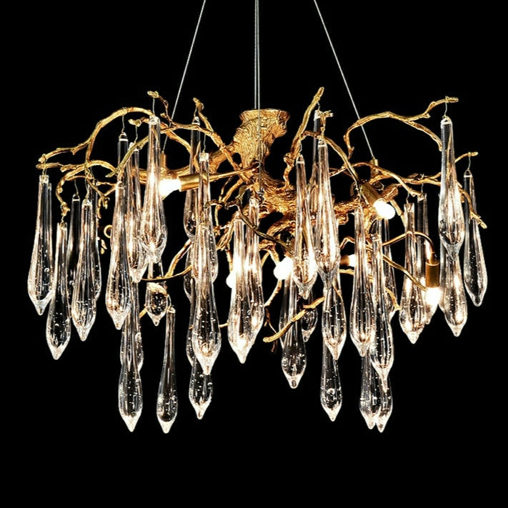 Lampadario in stile francese con gocce di cristallo, finitura rame oro moderno, lampadario da soffitto per sala da pranzo