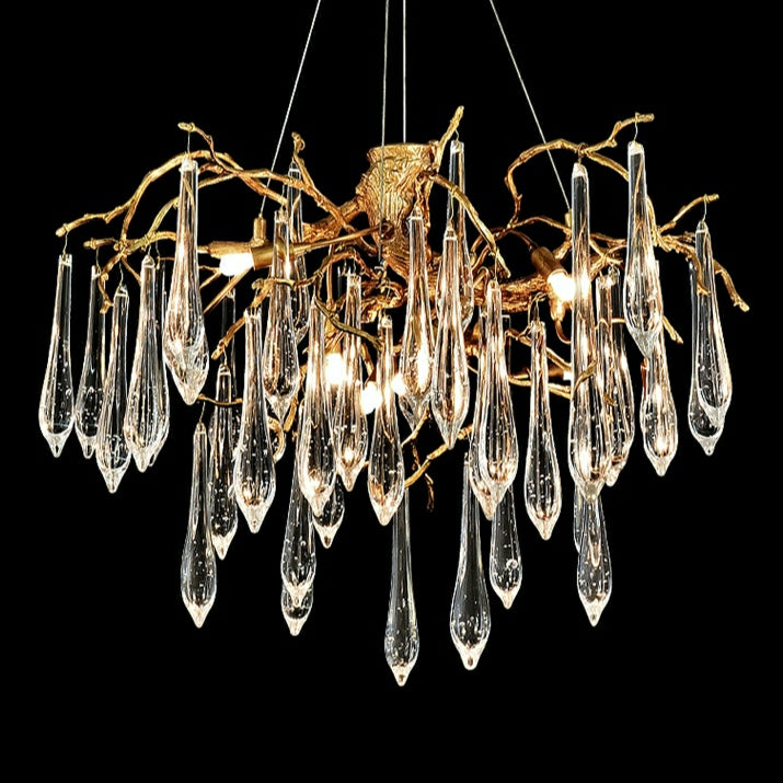 Lampadario in stile francese con gocce di cristallo, finitura rame oro moderno, lampadario da soffitto per sala da pranzo