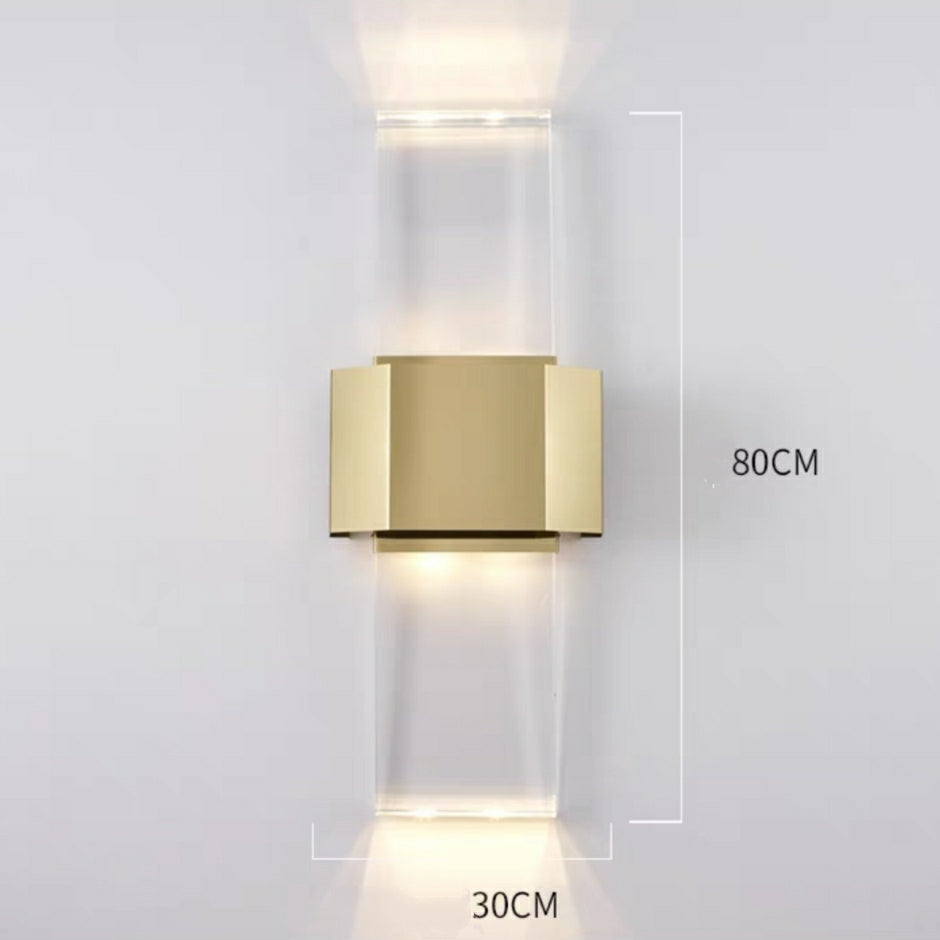 Gold Modern Living Room Wall Lights Rectangle Crystal Wall Lamps For Hotel Decor