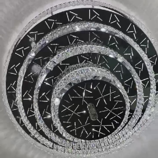 2Layers: D23.6"*H11.8" chandelier,chandeliers,ceiling,flush mount,round,multi-tier,multi-layer,layers,tiers,crystal,luxury,metal,crystal rods,living room,dining room,entrys,hallway,bedroom