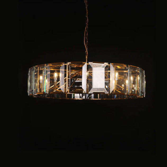 Nordic Minimalist Branch Candle Light Crystal Round Chandelier for Living/Dining Room