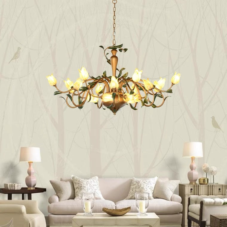 Lustre créatif vintage en forme de tulipe, style campagnard européen, pour salle à manger, chambre à coucher, salon, chambre d'enfant
