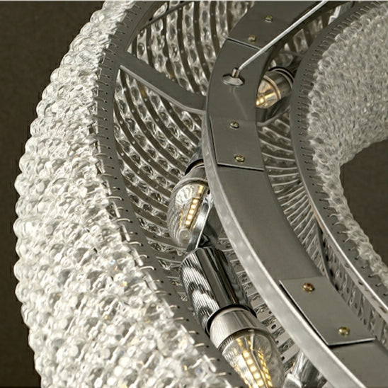 Lampadario di cristallo di lusso per soggiorno, lampadario rotondo per camera da letto, in argento/oro