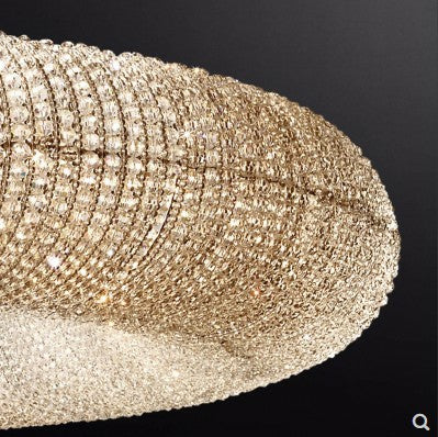 Lampadario di cristallo di lusso per soggiorno, lampadario rotondo per camera da letto, in argento/oro