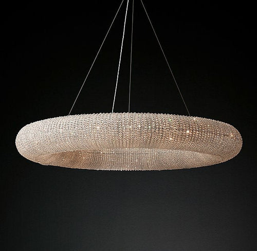 Lampadario di cristallo di lusso per soggiorno, lampadario rotondo per camera da letto, in argento/oro