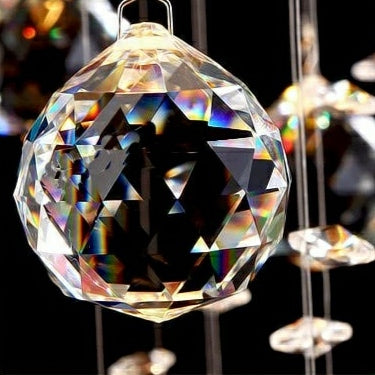 Lampadario moderno da soffitto con sfera di cristallo a forma di onda, rettangolare, cromato, per tavolo da pranzo