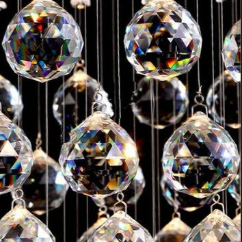 Modern Chrome Rectangle Dining Table Ceiling Chandelier Wave Crystal Ball Drops Hanging Pendant Light