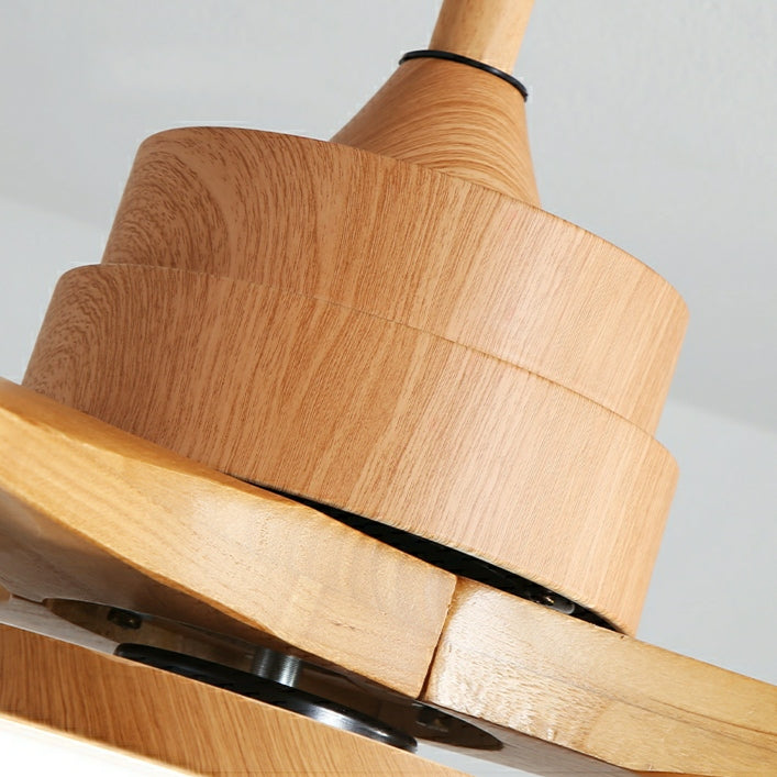 Nordic Style Log Fan Light For Summer Affordable Farmhouse Wood Ceiling Lamp For Living/ Dining Room