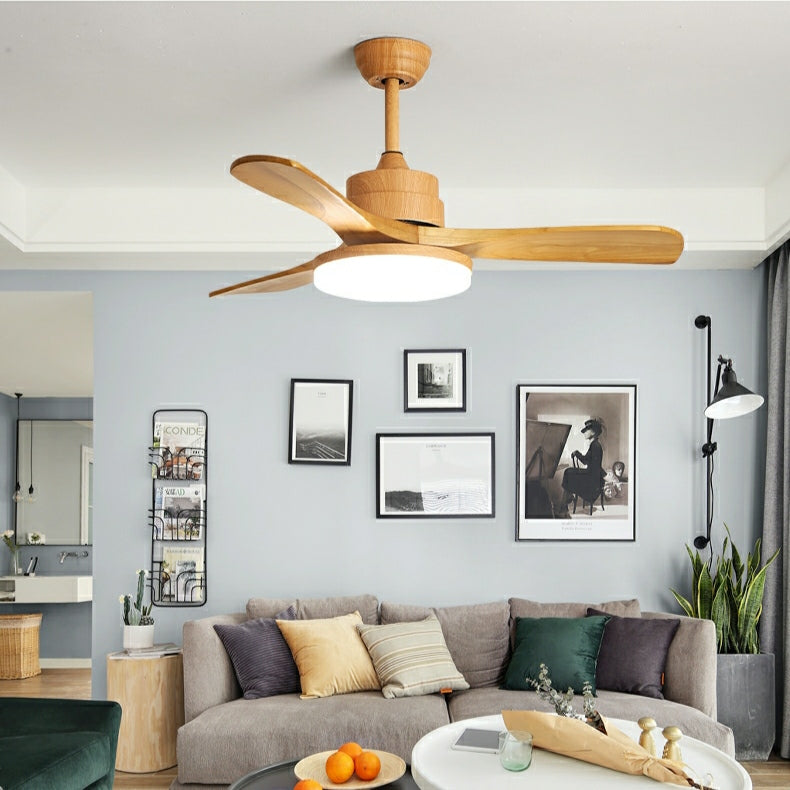 Nordic Style Log Fan Light For Summer Affordable Farmhouse Wood Ceiling Lamp For Living/ Dining Room