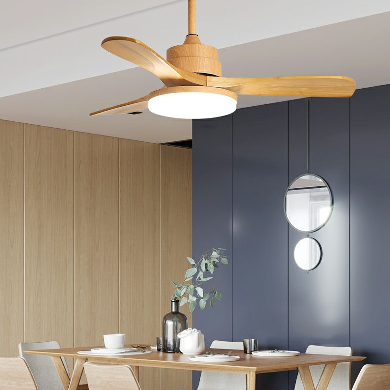 Nordic Style Log Fan Light For Summer Affordable Farmhouse Wood Ceiling Lamp For Living/ Dining Room