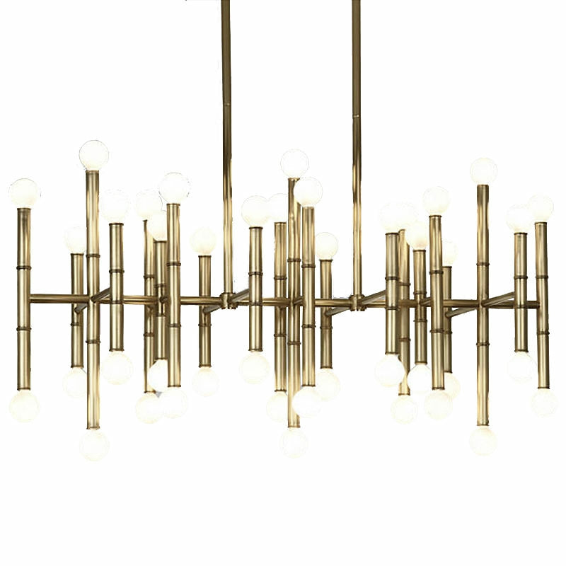 Lustre linéaire post-moderne de style bambou pour salon, plafonnier de table à manger en fer forgé