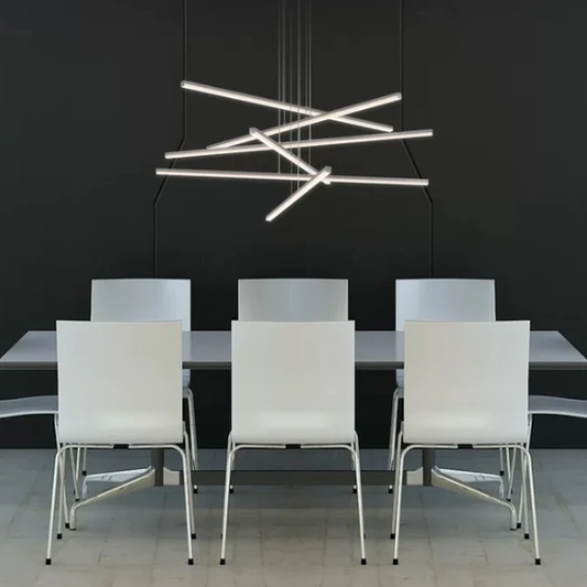 Cali Linear Cluster LED Pendant Light,pendant,minimalist,linear,rectangle,gold,chrome,dining table,dining bar,bar,dining room,long table,kitchen island