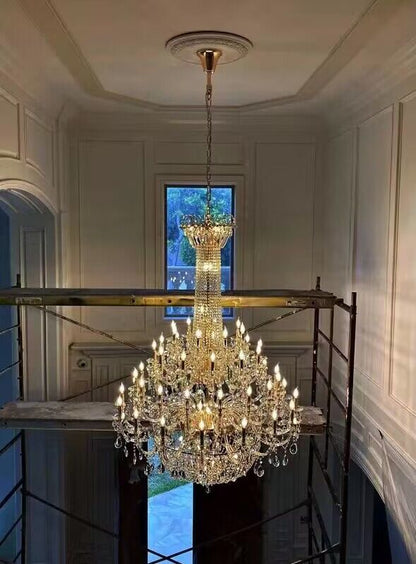 Extra Large Luxury Gold Traditional Empire Candle Chandelier Crystal Pendant for Stairs/Foyers