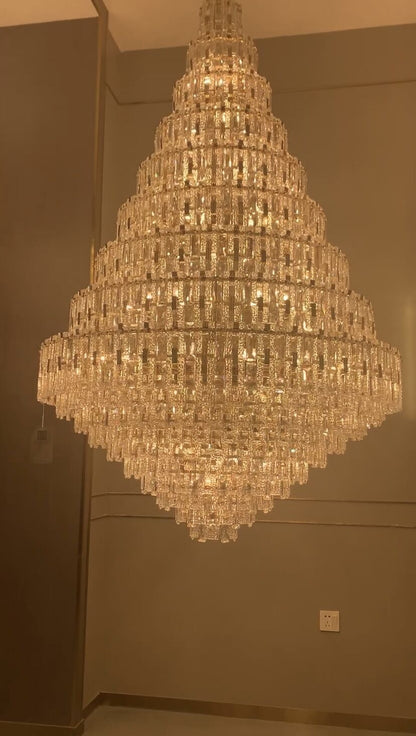 Oversized Luxury Multi-tier Honeycomb Crystal Ceiling Chandelier for Stairs/Foyer/Entryway
