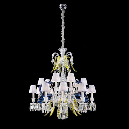 Oversized Artistic Colorful Crystal Pendan Traditional Candle Chandelier for Living/Dining Room/Foyer/Entrys