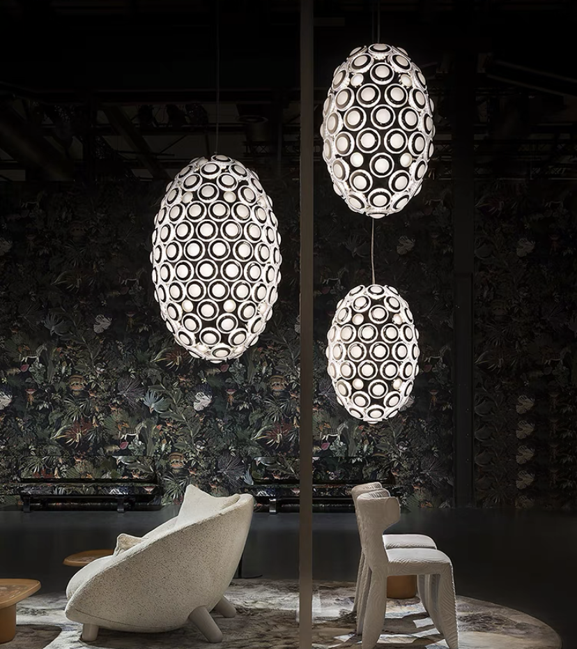Lampadario ovale di design Avant Art Iconic Eyes, lampada a sospensione a LED per sala da pranzo/soggiorno