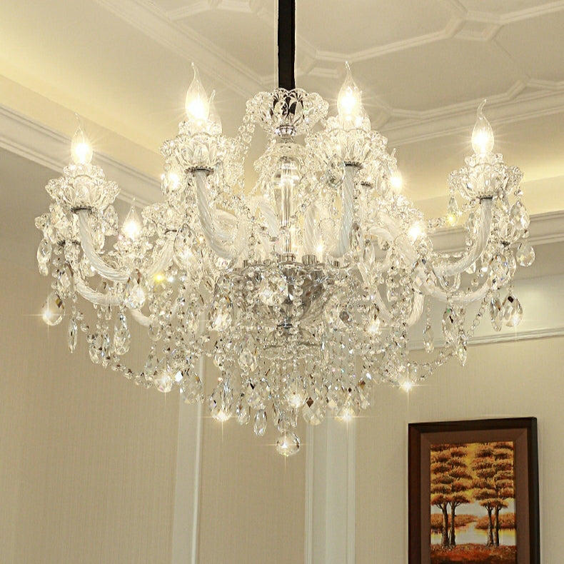 Lustre rustique en cristal style européen antique, luminaire de plafond populaire pour salon