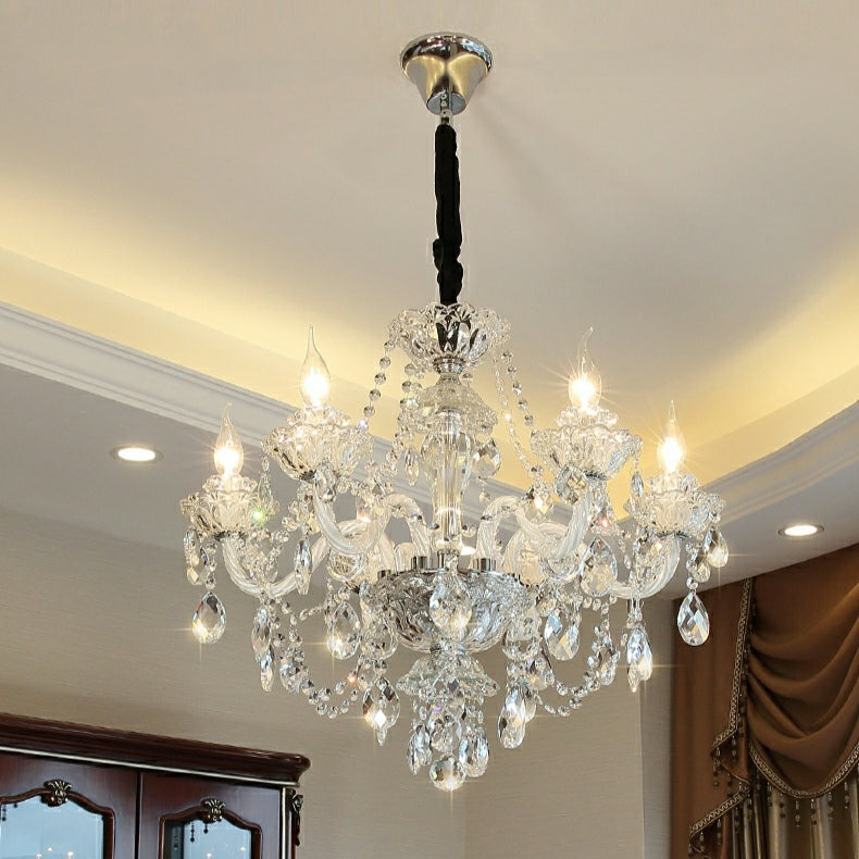 Lustre rustique en cristal style européen antique, luminaire de plafond populaire pour salon
